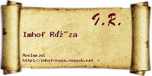 Imhof Róza névjegykártya